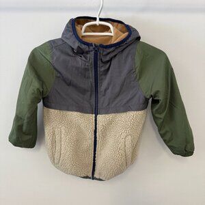 OshKosh B'Gosh Fleece & Sherpa Reversible Kids Boys Hooded Zip Jacket Coat
